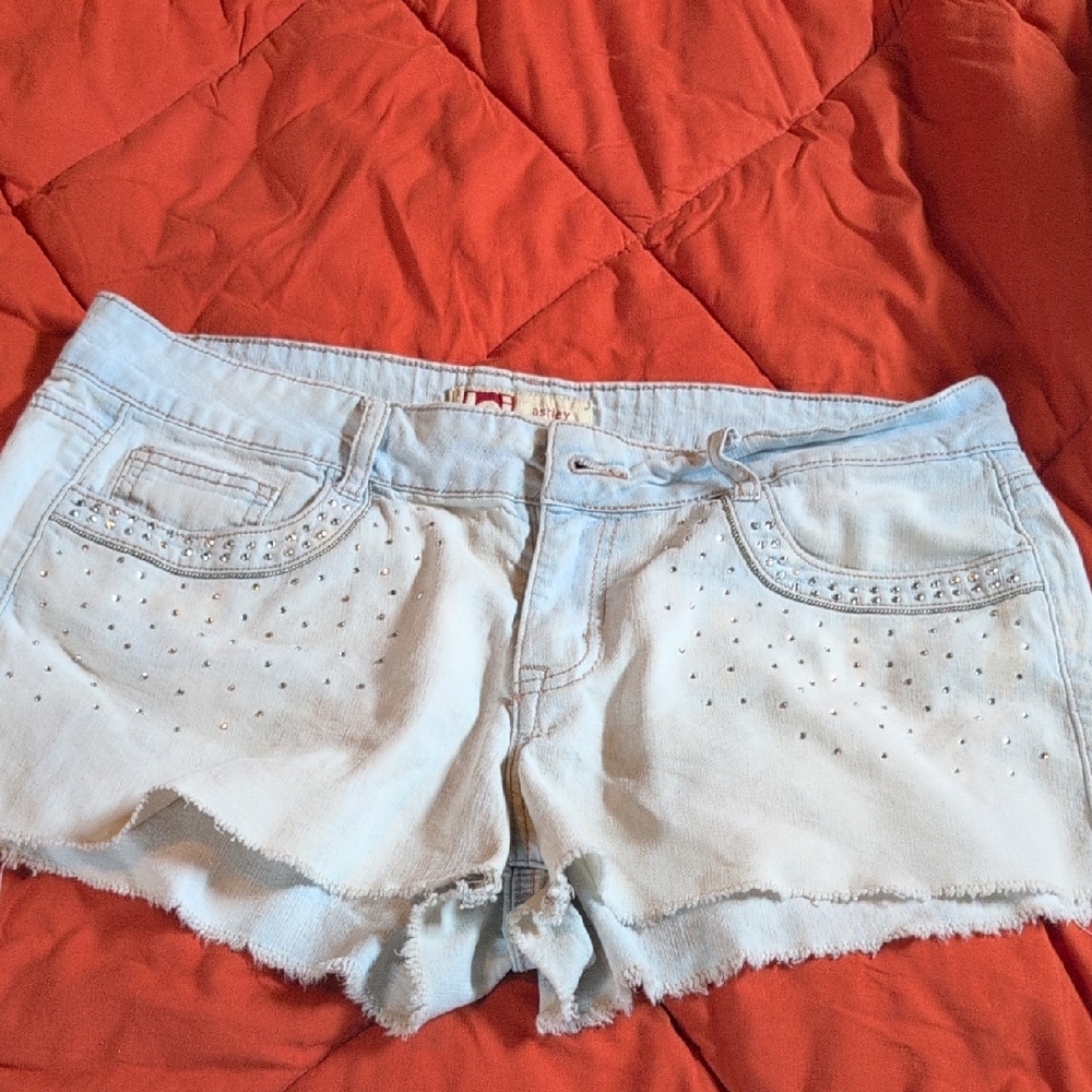 lei Light Blue Studded Denim Shorts